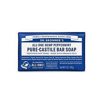 Dr Bronner - Org Peppermint Soap Bar (140g)