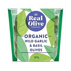 Org Wild Garlic & Basil Olives (150g)